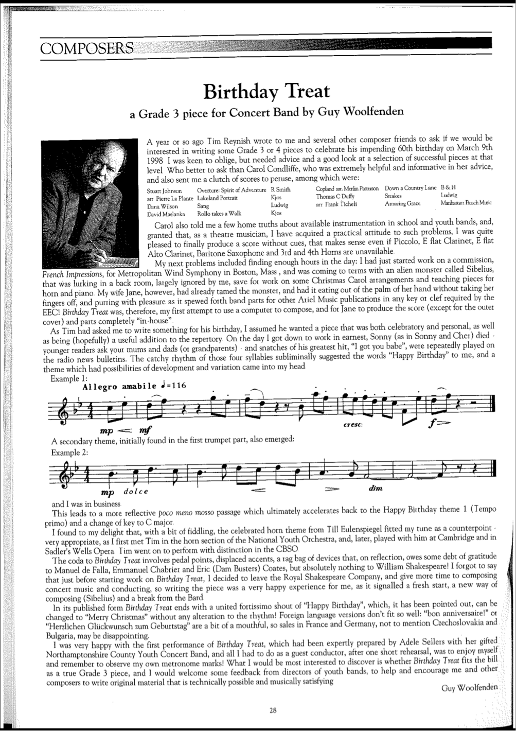 Birthday Treat: a Grade 3 piece for Concert Band by Guy Woolfenden